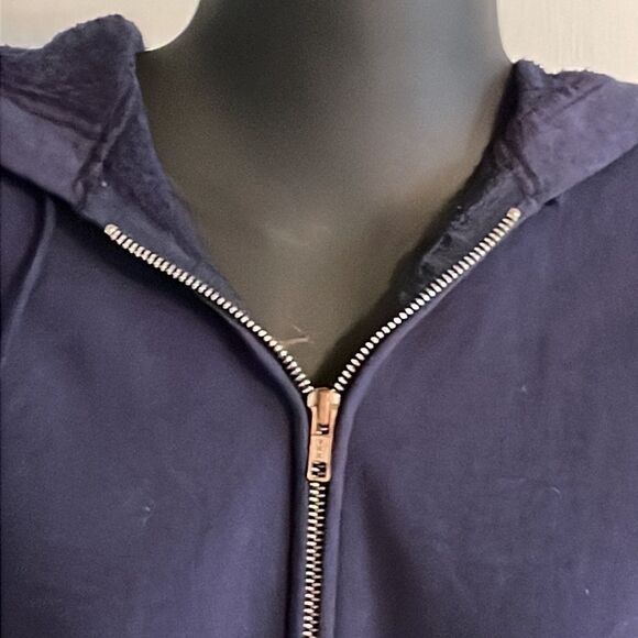 XL Jerzees blue long sleeve hooded pocketed full front zip fleece lined jacket - Picture 3 of 15